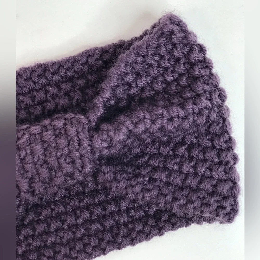 Knotted Bow Knit Headband Purple One Size